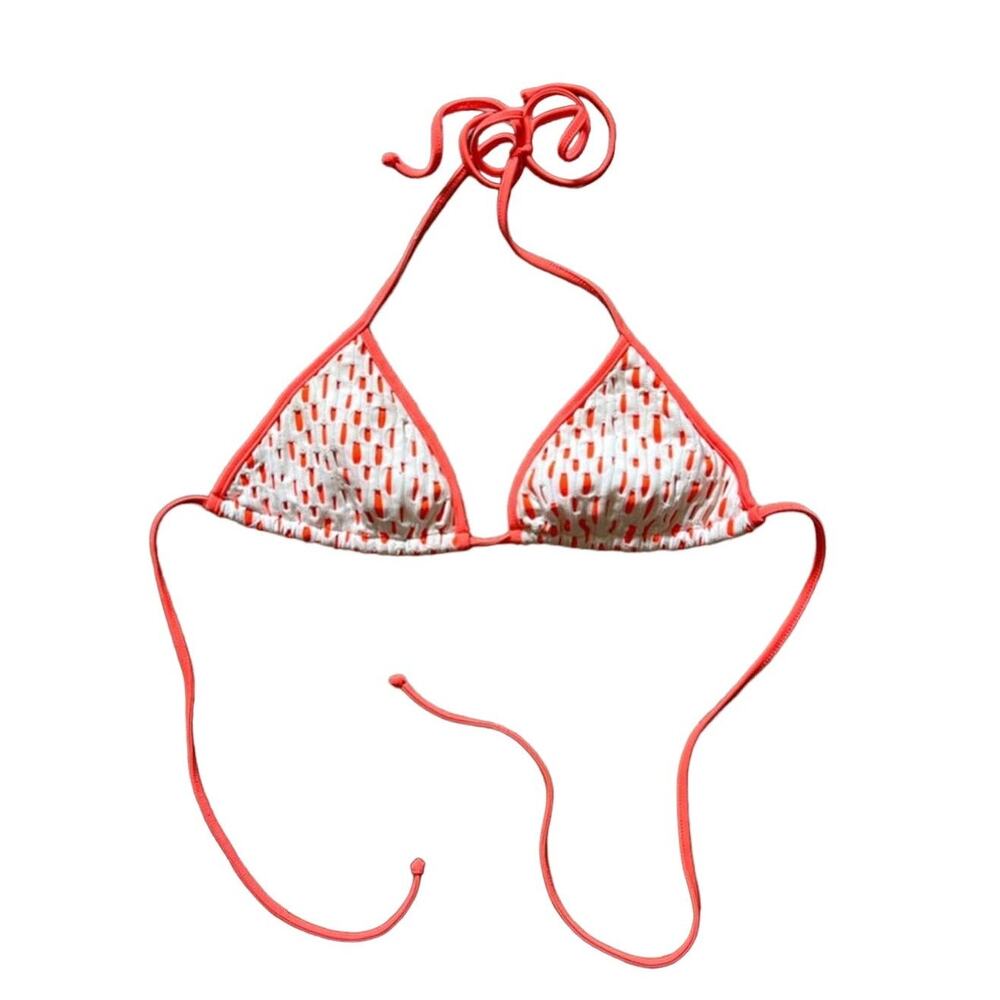 Milly cabana neon orange white “crochet” triangle bikini top sz M swimsuit